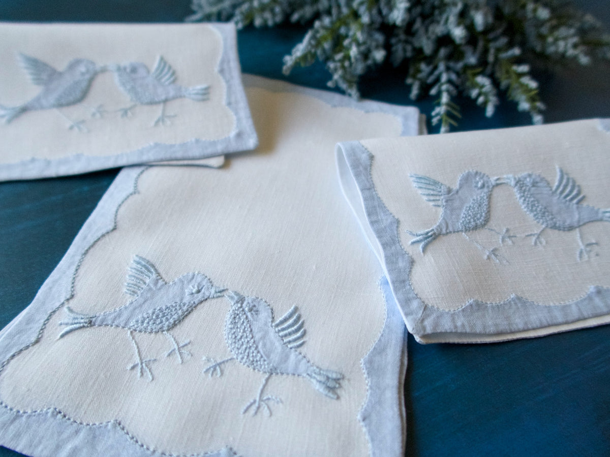 Lovebirds Vintage Madeira Cocktail Napkins, Set of 8