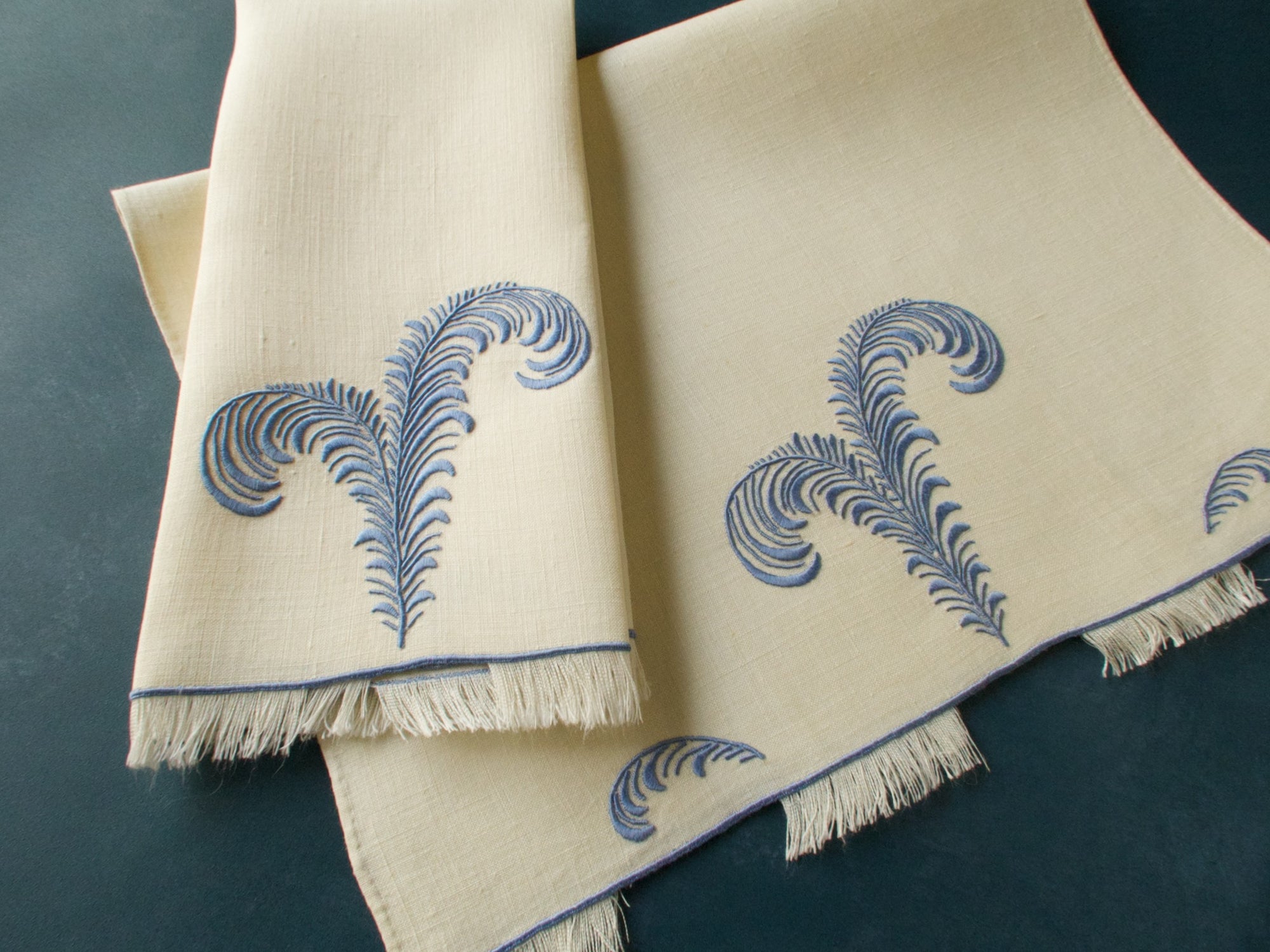 "Plume" Marghab Vintage Linen Guest Towels, Set of 2