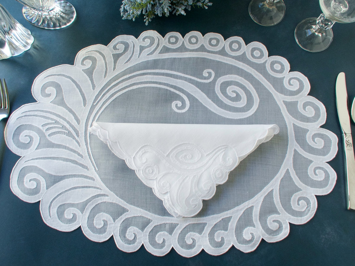 Modernist Vintage Madeira 16pc Organdy Placemat Set for 8