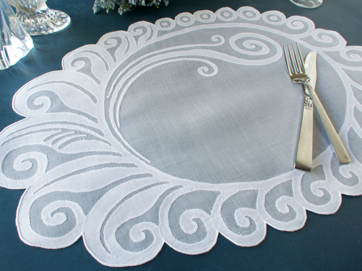 Modernist Vintage Madeira 16pc Organdy Placemat Set for 8