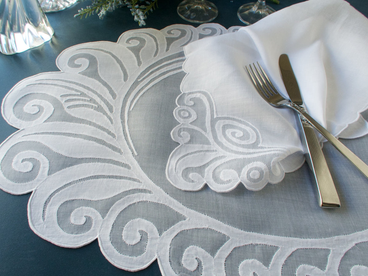 Modernist Vintage Madeira 16pc Organdy Placemat Set for 8