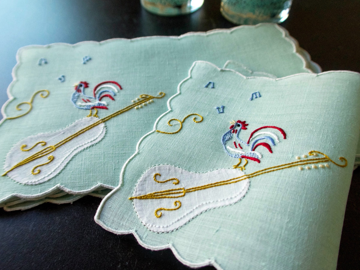 Musical Party Vintage Madeira Cocktail Napkins, Set of 4
