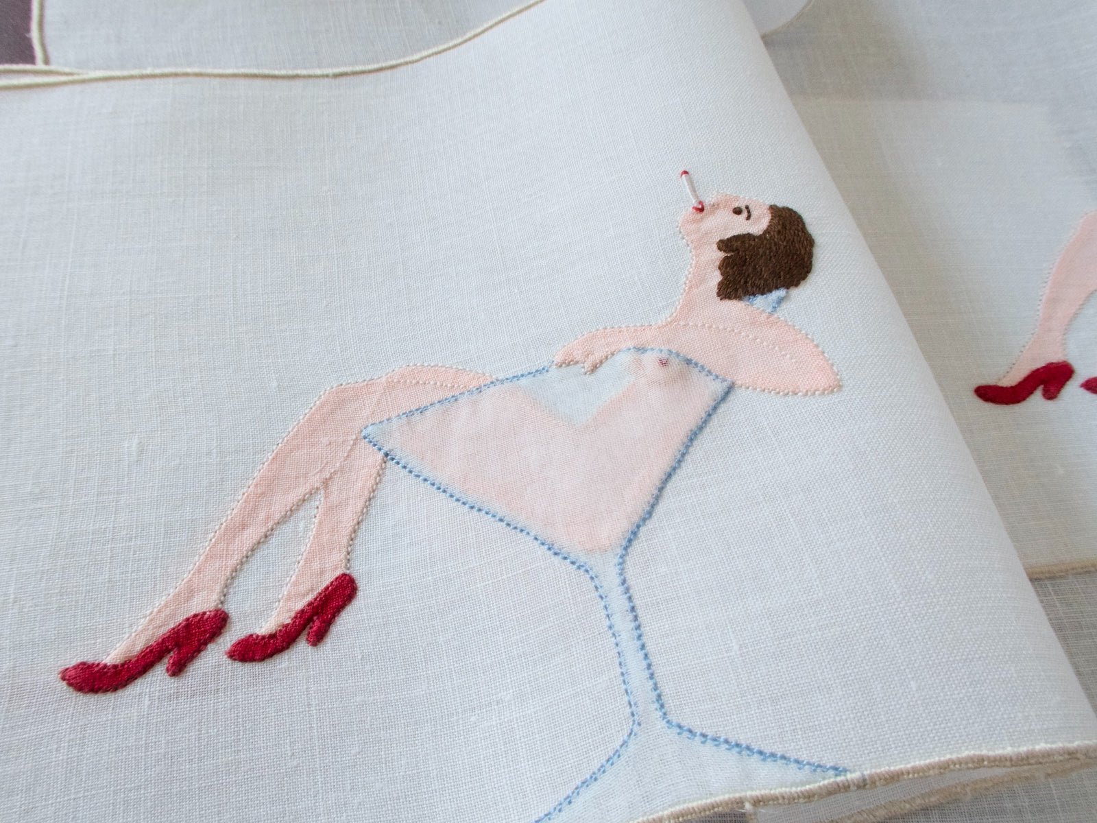 Sinking into a Martini. Vintage Madeira Cocktail Napkins, Set of 8