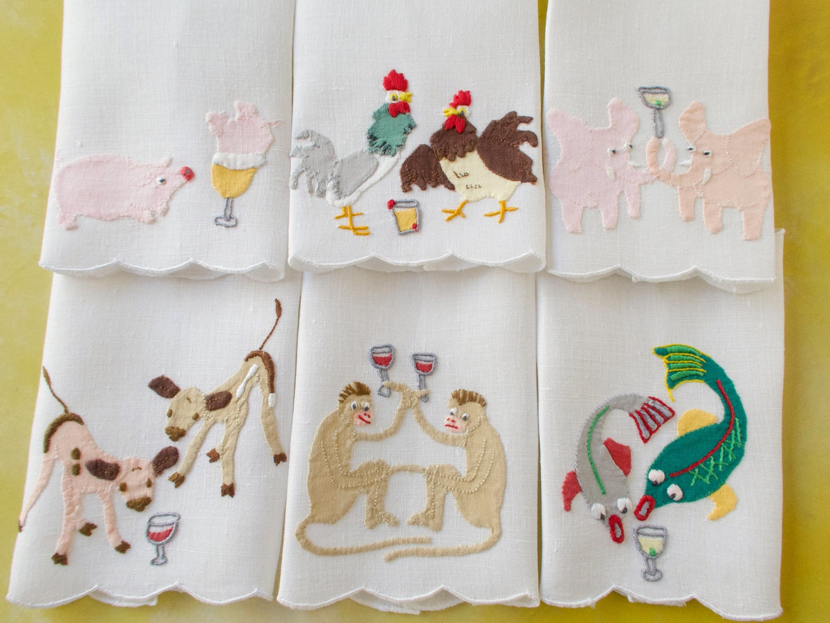 Party Animals Vintage Madeira Cocktail Napkins, Set of 6