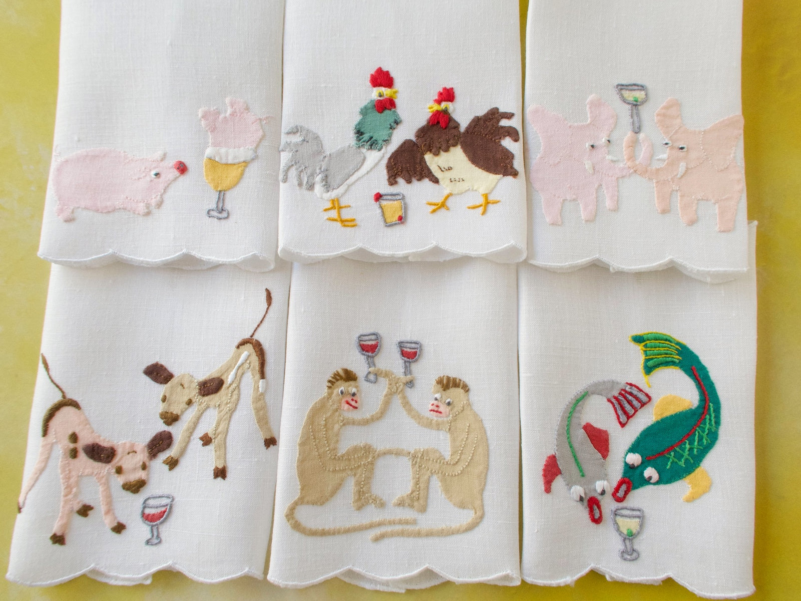 Party Animals Vintage Madeira Cocktail Napkins, Set of 6