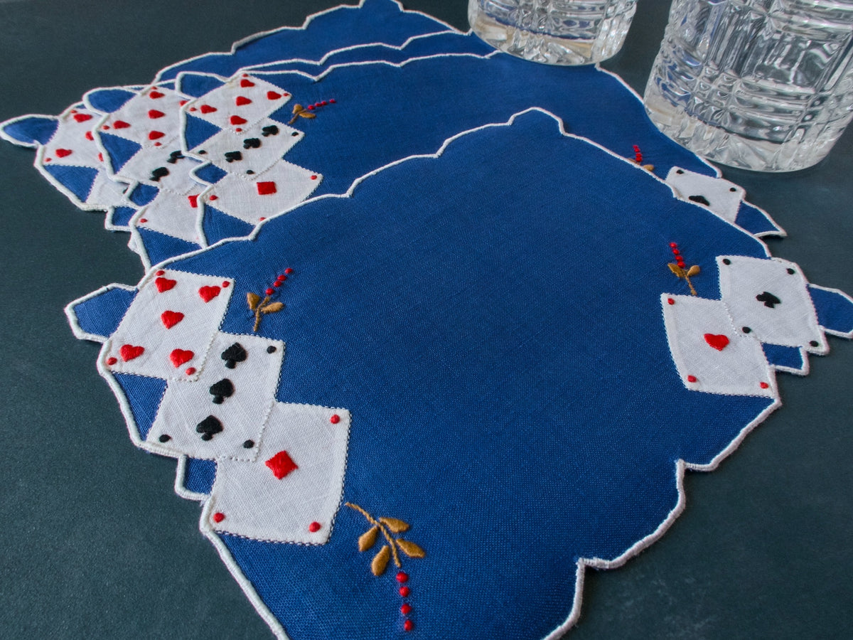 Playing Cards Vintage Madeira Cocktail Napkins, Set of 4
