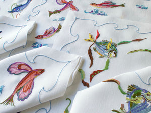 Marine Life Vintage D Porthault Linen Placemat Set for 6