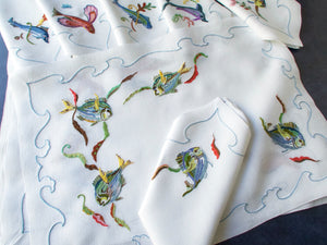 Marine Life Vintage D Porthault Linen Placemat Set for 6