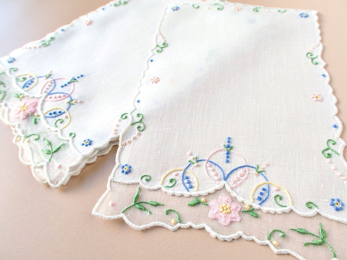 Extra Pretty Vintage Madeira Linen Cocktail Napkins - Set of 6