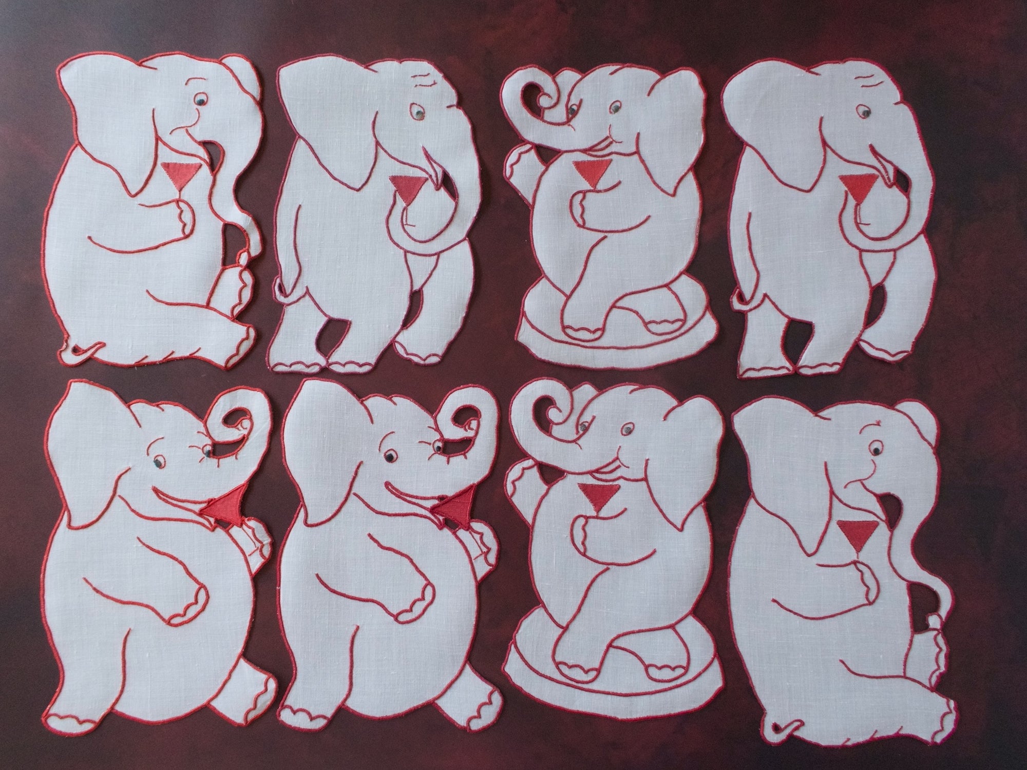 Party Elephants Vintage Madeira Cocktail Napkins, Set of 8