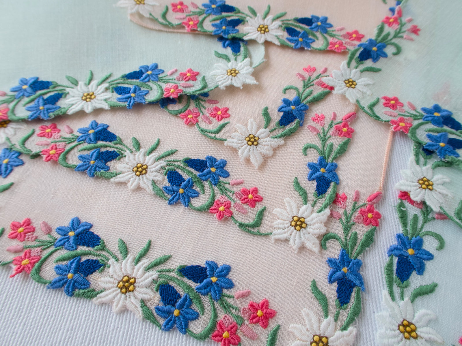 Stunning Swiss Vintage Linen Cocktail Napkins - Set of 8