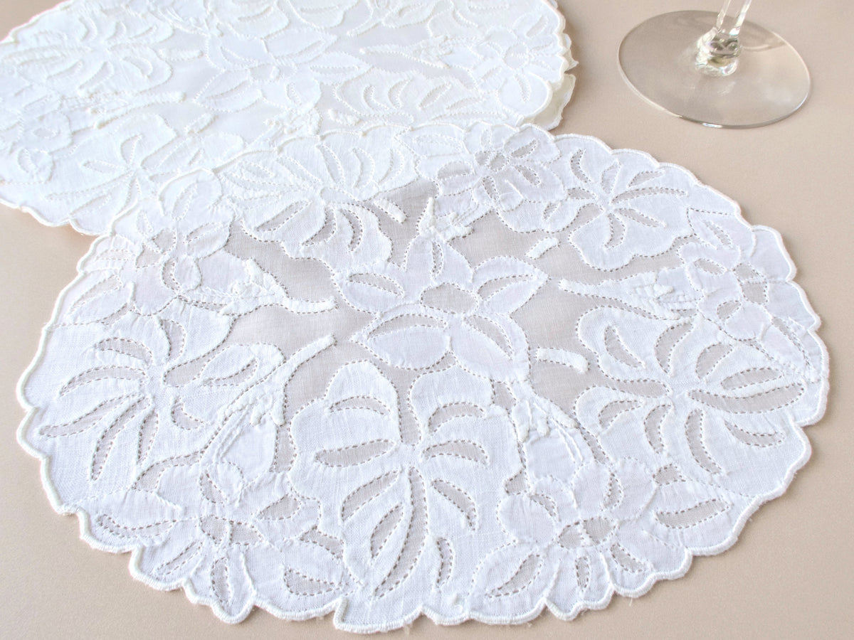 Orchids &amp; Leaves Vintage Madeira Cocktail Napkins, Set of 6