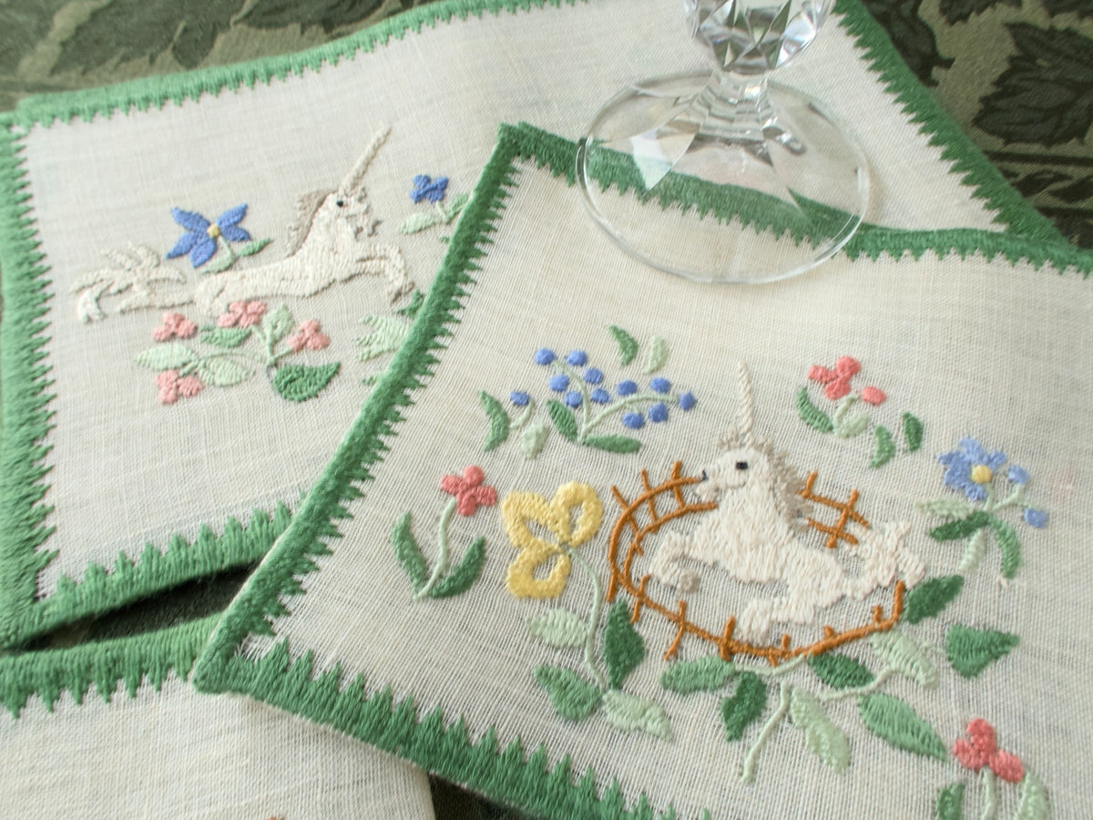 Hunt of the Unicorn Vintage Rapisardi Cocktail Napkins, Set of 12