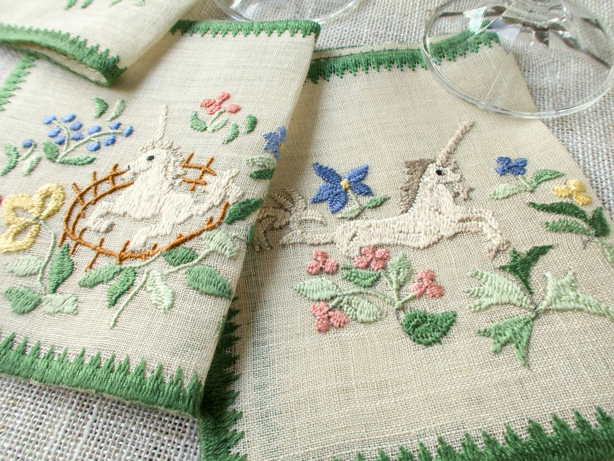 Hunt of the Unicorn Vintage Rapisardi Cocktail Napkins, Set of 12