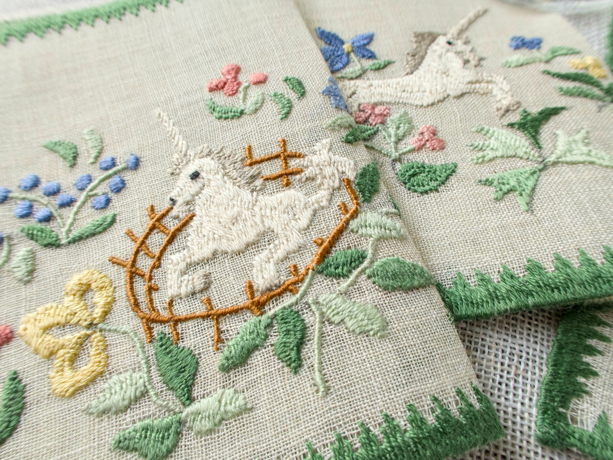 Hunt of the Unicorn Vintage Rapisardi Cocktail Napkins, Set of 12