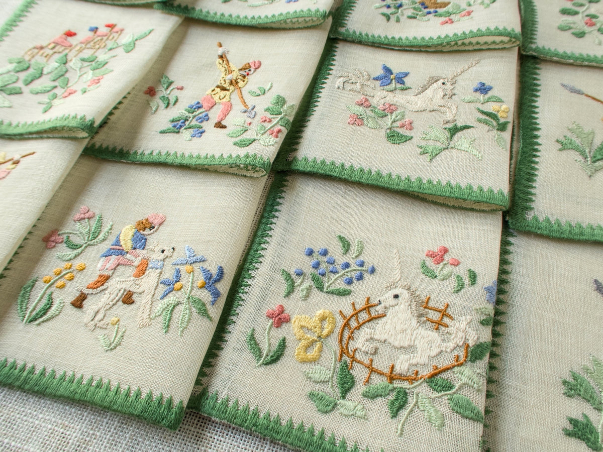Hunt of the Unicorn Vintage Rapisardi Cocktail Napkins, Set of 12