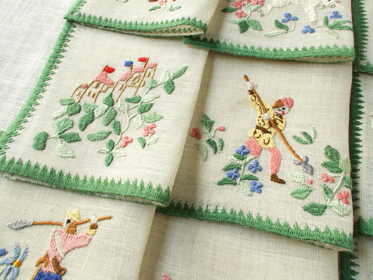 Hunt of the Unicorn Vintage Rapisardi Cocktail Napkins, Set of 12