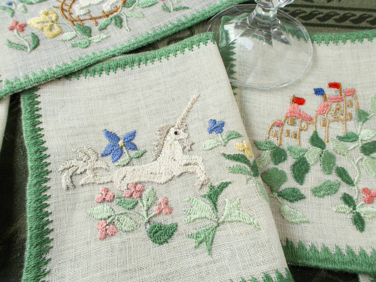 Hunt of the Unicorn Vintage Rapisardi Cocktail Napkins, Set of 12