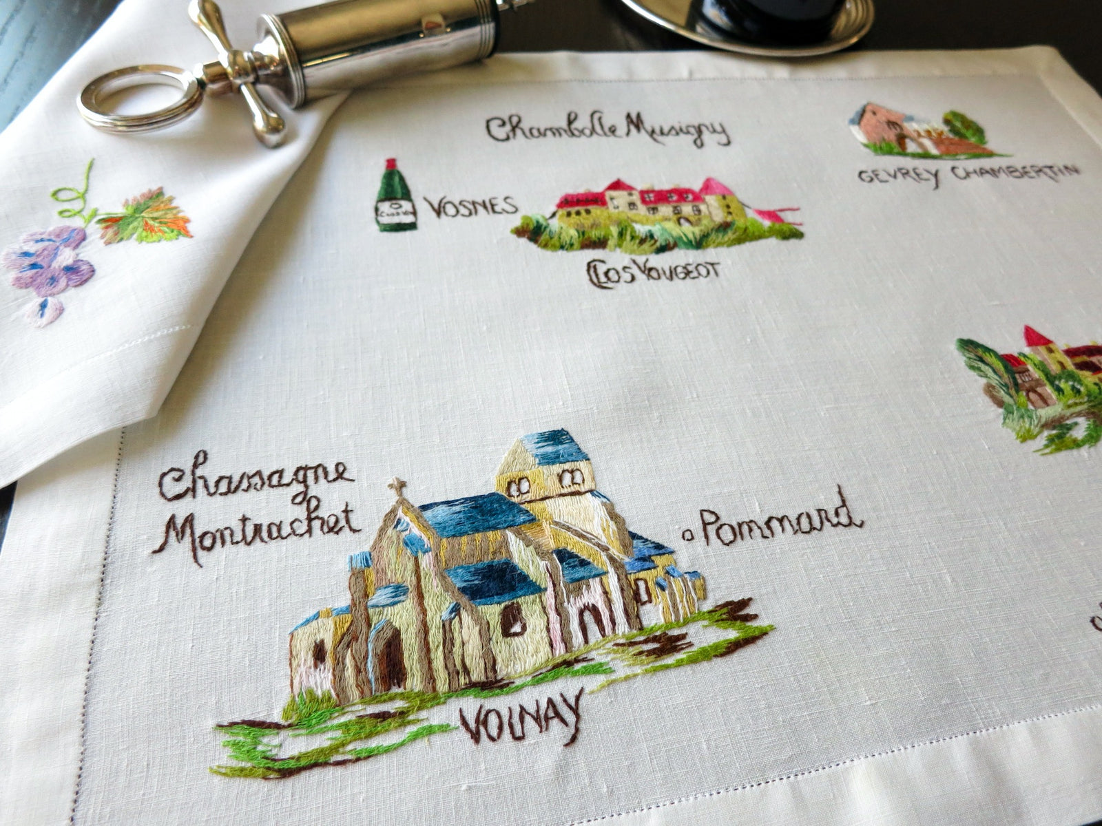 Vintage D Porthault "French Wine Country" Linen Placemat Set for 6