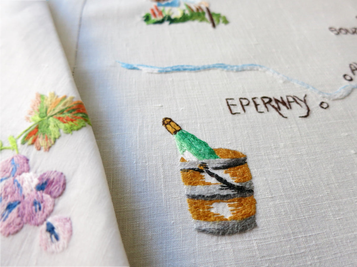 Vintage D Porthault &quot;French Wine Country&quot; Linen Placemat Set for 6