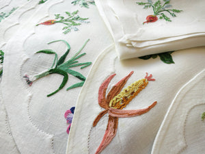 Veggies Legumes Vintage D Porthault French Beauvais Linen Placemat Setting for 12