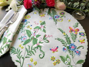 Fantasy Flowers Butterflies Madeira Embroidery Placemat Set - Setting for 12