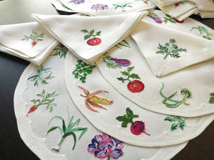 Veggies Legumes Vintage D Porthault French Beauvais Linen Placemat Setting for 12
