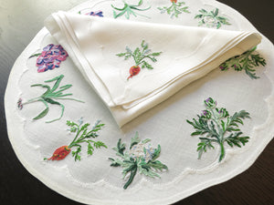 Veggies Legumes Vintage D Porthault French Beauvais Linen Placemat Setting for 12