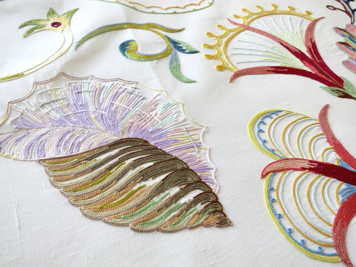 Fish Marine Life Vintage D Porthault Beauvais Embroidery Round Tablecloth &amp; Napkins