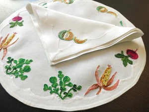 Veggies Legumes Vintage D Porthault French Beauvais Linen Placemat Setting for 12