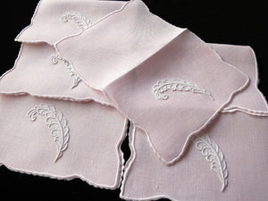 Plumes Vintage Madeira Linen Cocktail Napkins ~ Set of 6