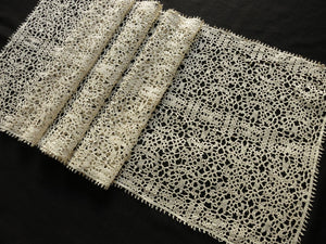Striking & Lovely Antique Handmade Lace Placemats - Set of 12, plus Runner
