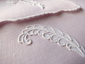 Plumes Vintage Madeira Linen Cocktail Napkins ~ Set of 6