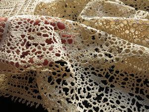 Striking & Lovely Antique Handmade Lace Placemats - Set of 12, plus Runner