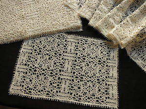 Striking & Lovely Antique Handmade Lace Placemats - Set of 12, plus Runner