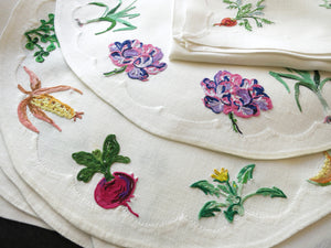 Veggies Legumes Vintage D Porthault French Beauvais Linen Placemat Setting for 12