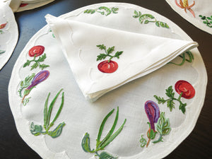 Veggies Legumes Vintage D Porthault French Beauvais Linen Placemat Setting for 12