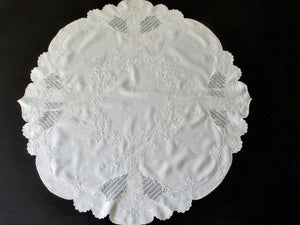 Art Nouveau Beauties Vintage Appenzell Embroidery Tablecloth 36"
