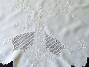 Art Nouveau Beauties Vintage Appenzell Embroidery Tablecloth 36"