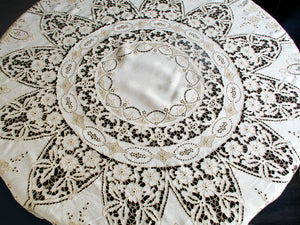 Flowers & Baskets Madeira Hand Embroidered 66" Tablecloth