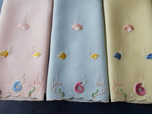 Seaside Vintage Madeira Linen Guest Towels, Set of 3