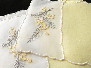 Yellow Mimosa Flowers Vintage Madeira Cocktail Napkins ~Set of 6