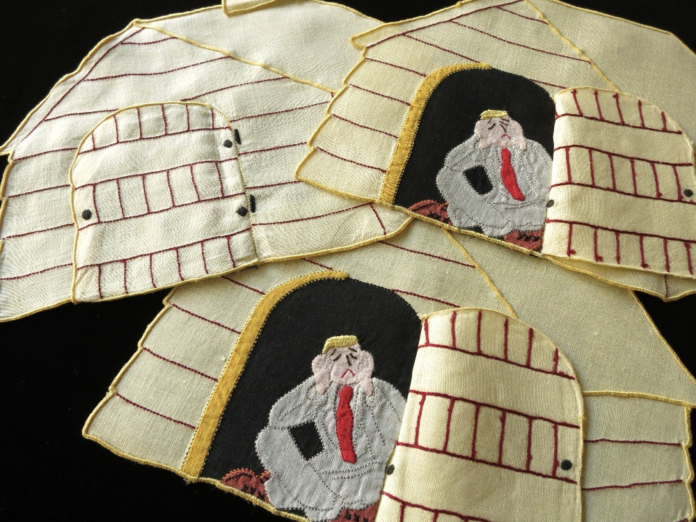 In The Doghouse Vintage Madeira Cocktail Linen Napkins - Set of 8