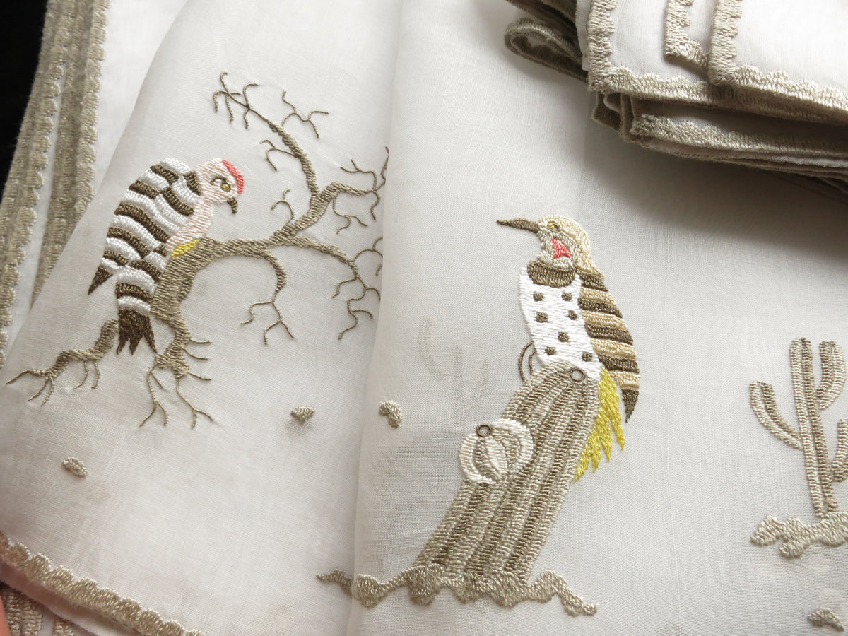 Gila Woodpecker Southwest Desert Vintage Italian Placemat Set - Setting for 8