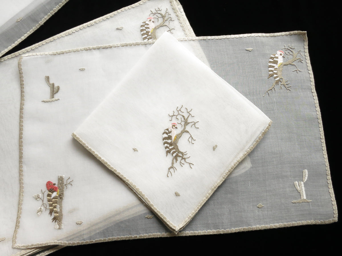 Gila Woodpecker Southwest Desert Vintage Italian Placemat Set - Setting for 8
