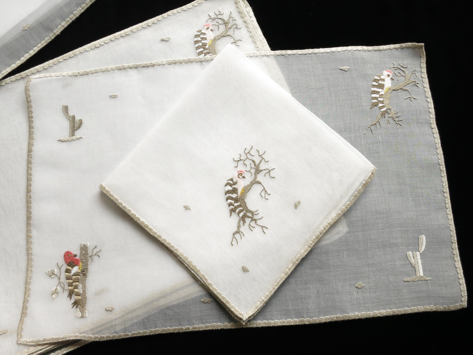 Gila Woodpecker Southwest Desert Vintage Italian Placemat Set - Setting for 8