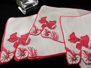 "Tropical Fish" in Red Vintage Marghab Cocktail Napkins - Set of 8