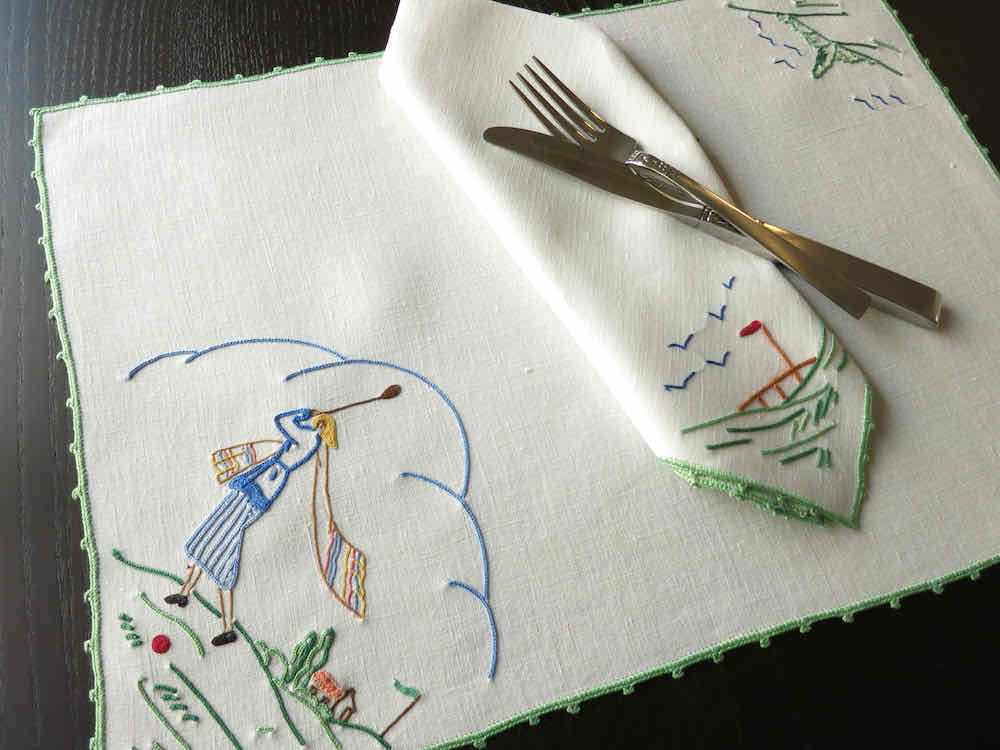 Sporting Life Vintage French 25pc Placemat Set for 12