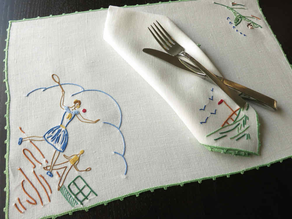 Sporting Life Vintage French 25pc Placemat Set for 12