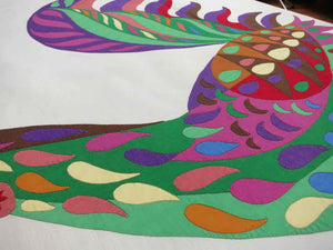 Vintage D Porthault Appliqué Roosters 70x130" Tablecloth & 12 Napkins